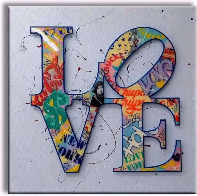 Quadro Canvas Contemporaneo Love Signorbit Multicolore L/P/H: 100 x 100 x 1 cm