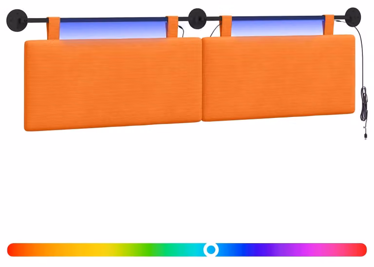 Testiera sospesa Con luce LED Arancione Tessuto in Cords