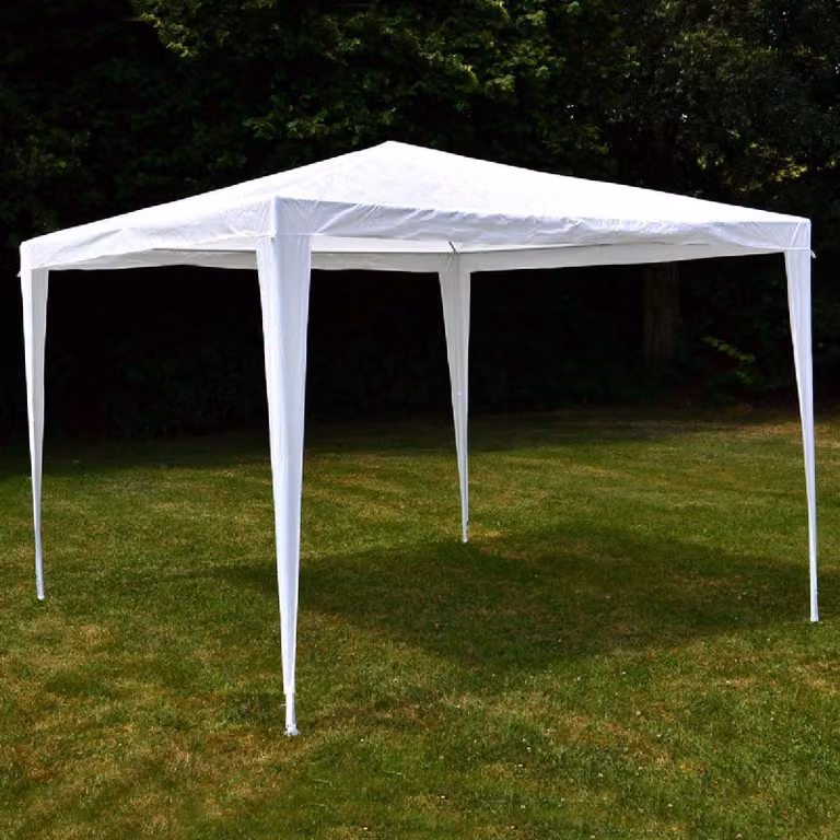 Gazebo VCM | dimensioni circa 3x3 m | telone PE idrorepellente 110g / m² | tenda per feste | tenda da giardino con struttura in acciaio | tenda per feste | bianco