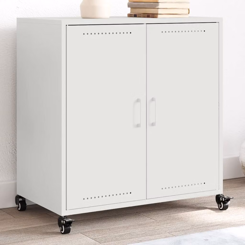 vidaXL Credenza Bianca 68x39x72 cm in Acciaio