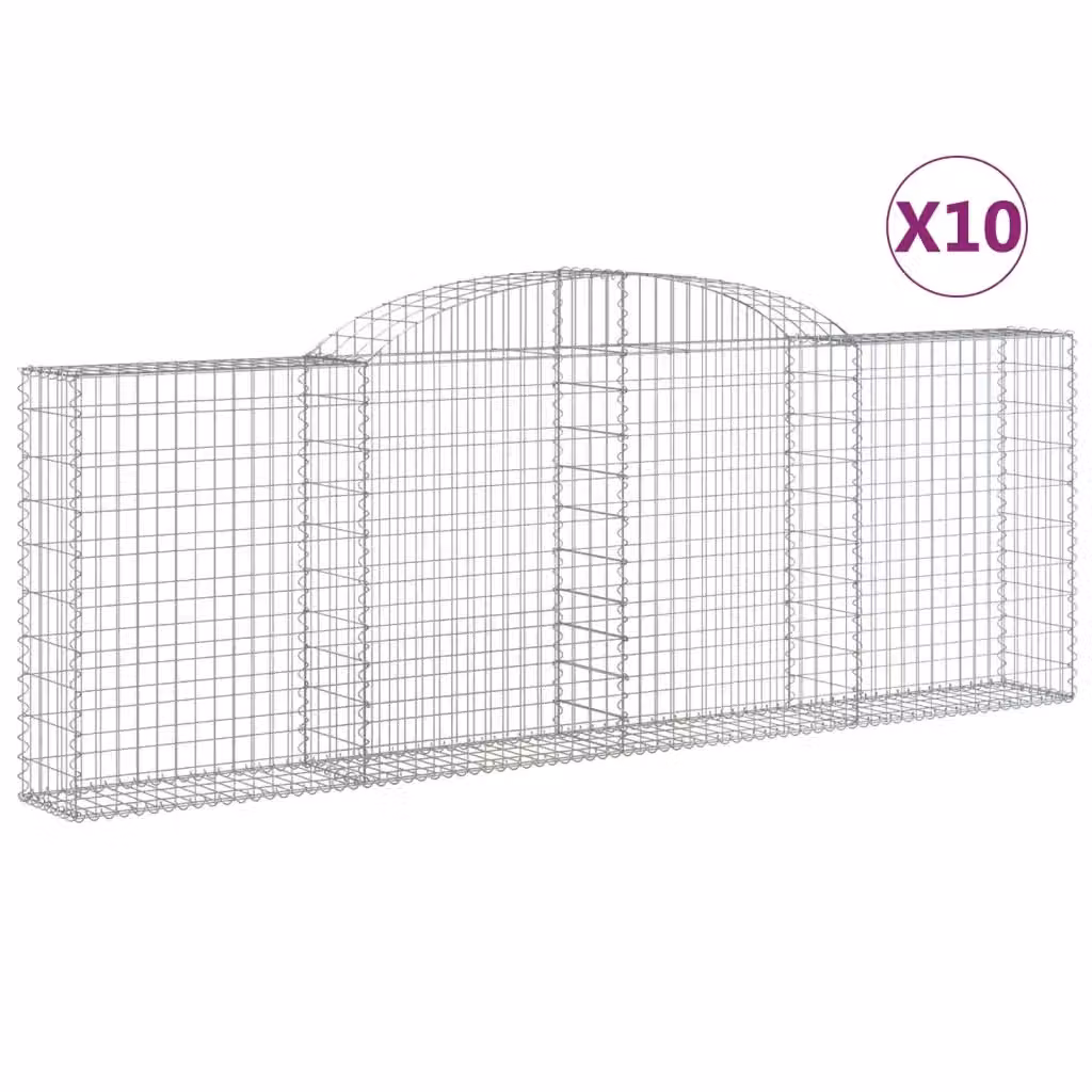 Set di 10 Cesti Gabbioni ad Arco Videx in Acciaio Zincato Colore Argento L: 300 cm, P: 30 cm, H: 100/120 cm – 2