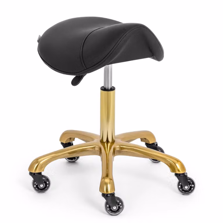 Expondo physa Sgabello a sella - 55 - 70 cm - 150 kg - nero/oro