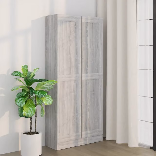 Comodino moderno in legno grigio MERCATOXL L: 82,5 cm, P: 30,5 cm, H: 185,5 cm