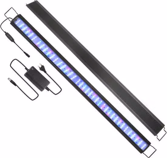 Illuminazione LED per acquari con timer - per acquari da 107-130 cm - impermeabile - 3 modalità di illuminazione - funzione timer - supporto regolabile - luce LED RGB - ideale per coralli - 45W