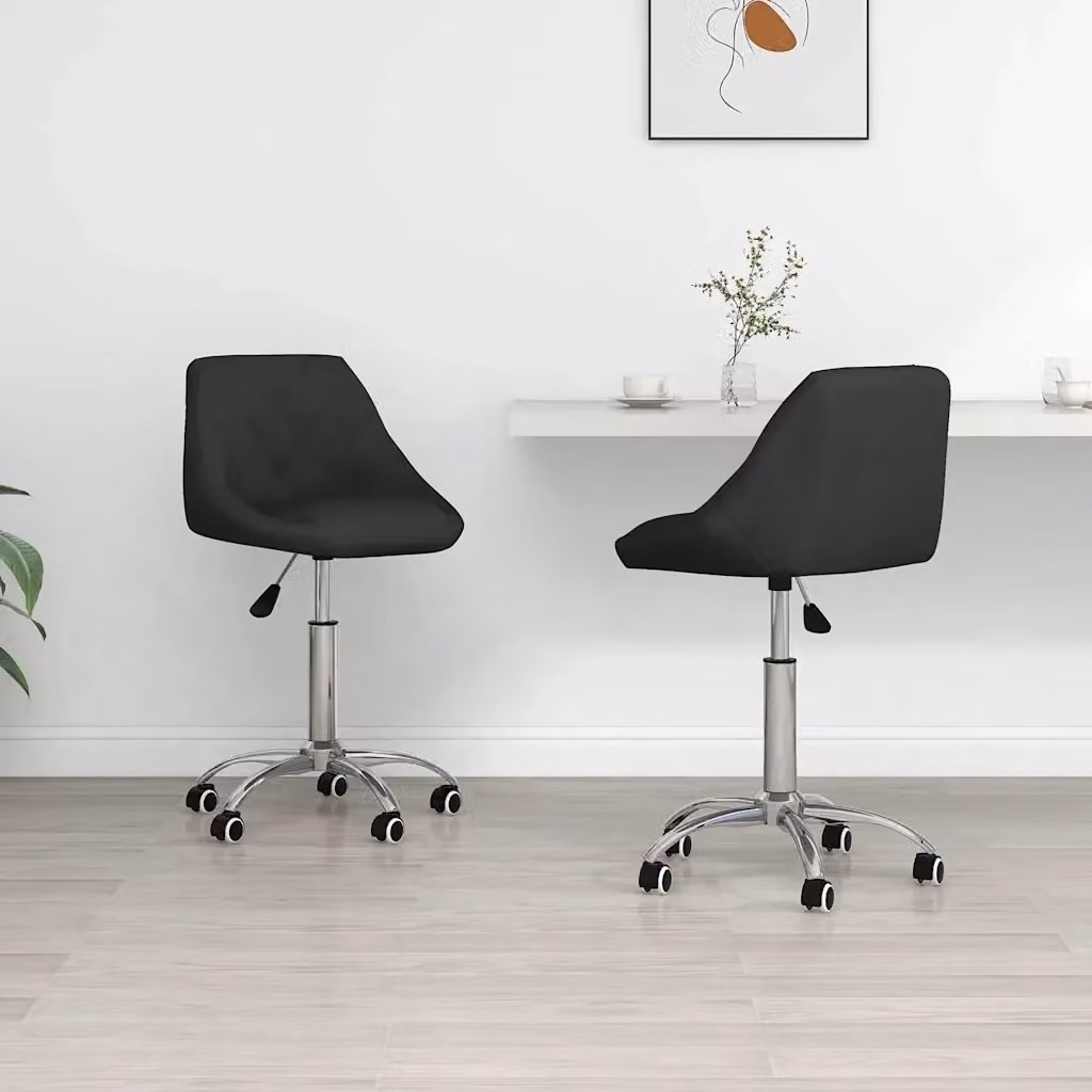 Set di 2 sedie da pranzo girevoli a 360 gradi DESIGN IN in similpelle nera con ruote e struttura in metallo per cucina e sala da pranzo – 2