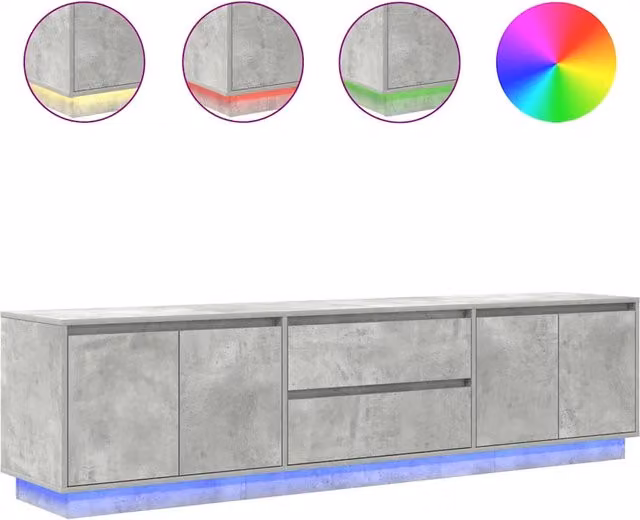 Mobile TV | Armadietto TV | Mobile Porta TV con Luci LED Grigio Cemento 193,5x41x50 cm