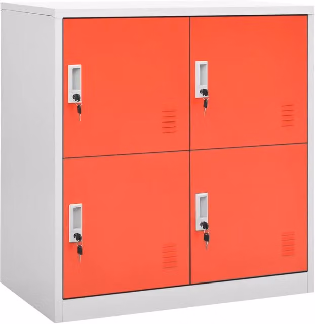 Armadietto moderno in metallo con serratura per ufficio o scuola HELLOSHOP26, grigio e rosso, L: 90 cm, P: 45 cm, H: 92,5 cm