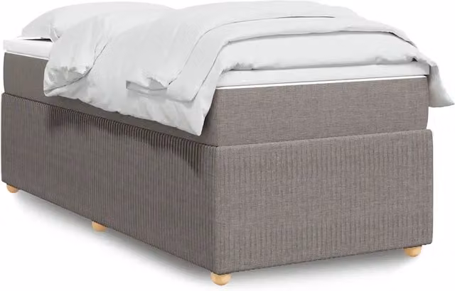 Letto Ibrido con Giroletto a Molle e Materasso vidaXL in Tessuto, Colore Tortora, L/P: 100 x 200 cm