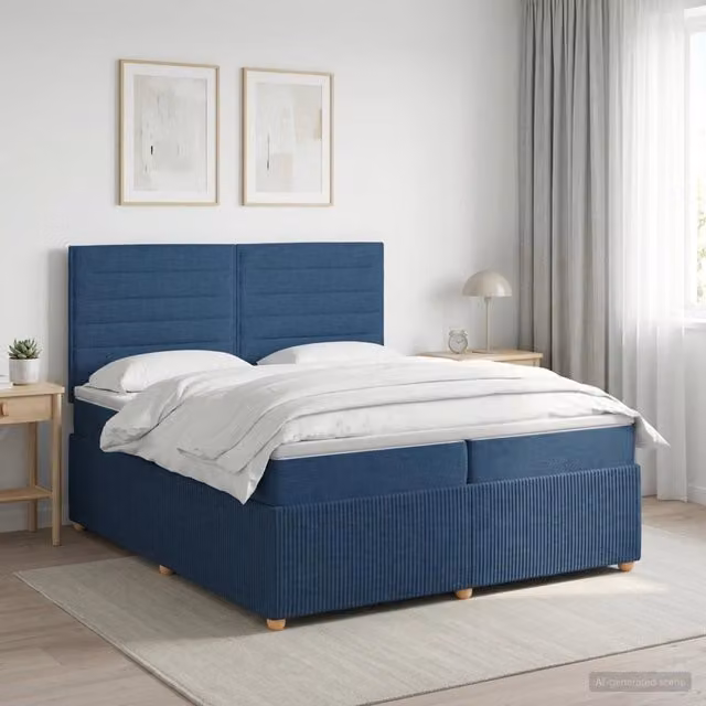 Letto box spring con materasso ibrido vidaXL Blu e Bianco L/P: 200 x 200 cm