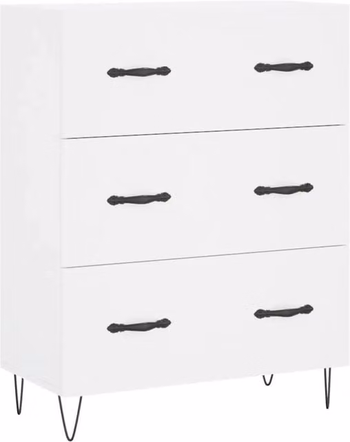Credenza Buffet da pranzo Bianca in Legno Multistrato e Metallo L: 69,5 cm, P: 34 cm, H: 90 cm – 1