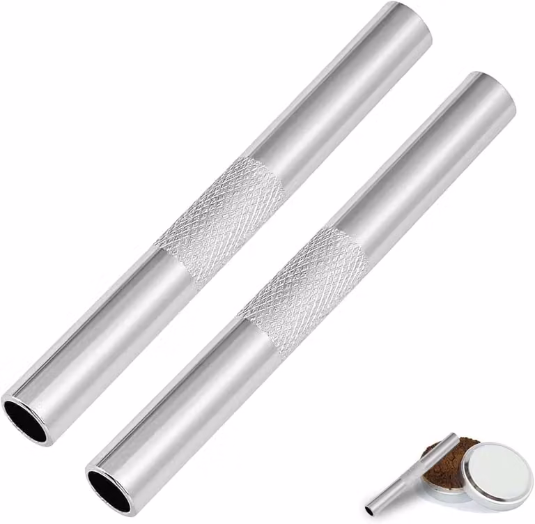 Cannucce riutilizzabili - Set da 2 - Argento - 7 cm - Cannucce portatili - Tubi in metallo - Riutilizzabili - Cannucce di alta qualità per picnic, campeggio e viaggi