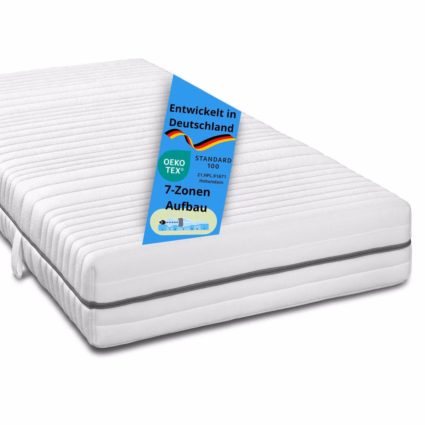 materasso ergonomico a 7 zone XXL in schiuma fredda, 100 x 200 cm, H2, 24 cm, Bodyprotect Vital Protect