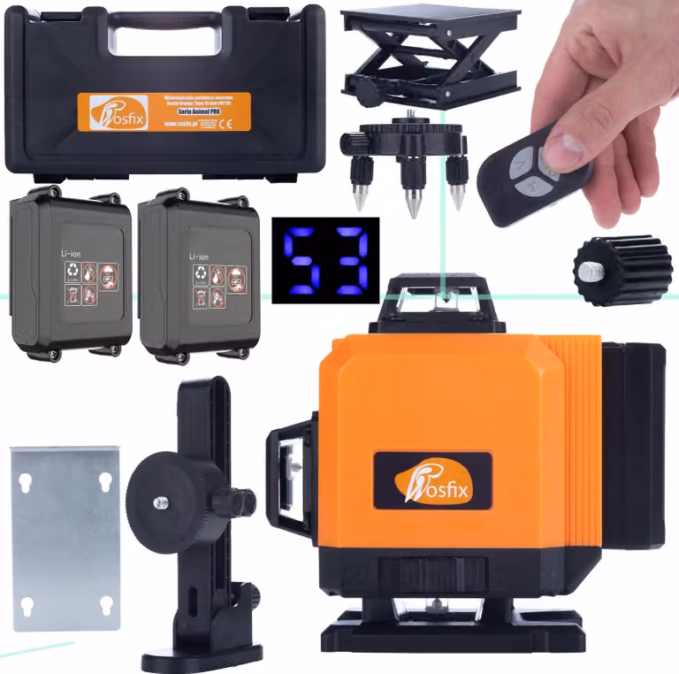 Rosfix Livella Laser Orange Tiger a 16 Linee ROT16L-B con Grandi Batterie USB-C in Una Custodia con Set