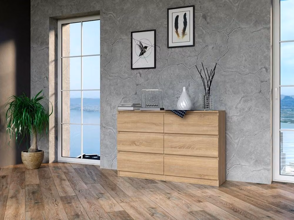 Comò, larghezza 120/140 cm, 6 cassetti