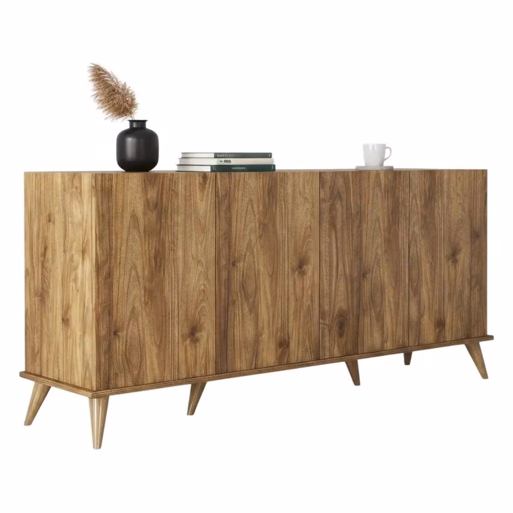 Madia Paine DMORA, Credenza con 2 Ripiani in Legno Marrone, L 180 cm x P 45 cm x H 81 cm – 2