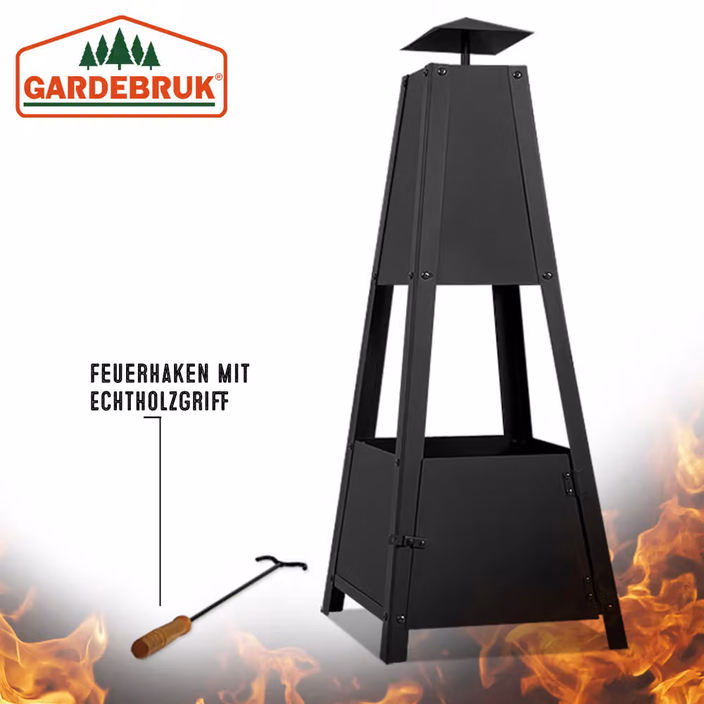 Chiminea Gardebruk® Camino da esterno in metallo nero L: 102 cm, P: 35 cm, H: 35 cm – 3