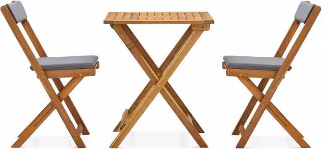 Set da Bistrot 3 pz | Set Salotto da Giardino Pieghevole con Cuscini Massello di Acacia