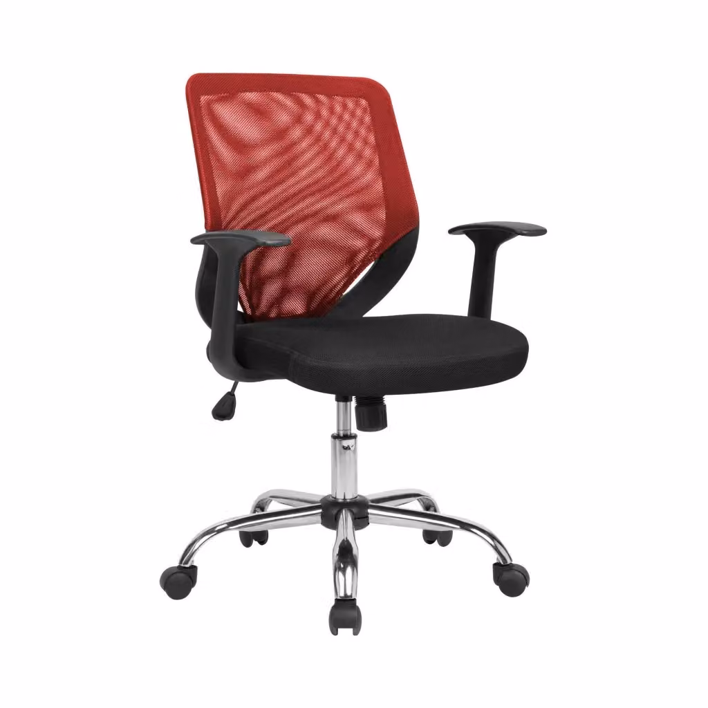 Sedia da ufficio Baradili, poltrona direzionale ergonomica con braccioli in rete, L: 60 cm, P: 54 cm, H: 90/98 cm, Nero e Rosso – 2