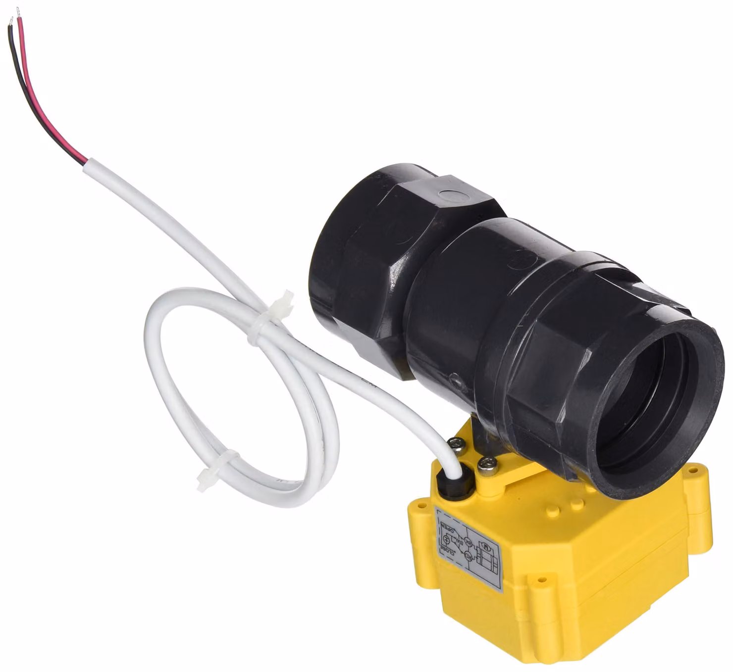 Valvola a sfera elettrica, 1 1/4", in plastica, colore grigio-giallo