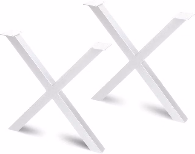 Set di gambe Cross per tavolo Emuca in metallo verniciato bianco, Altezza: 69,5 cm