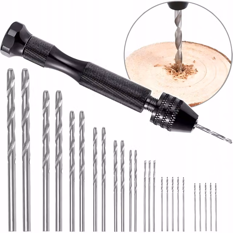 Mini trapano a pressione manuale Rosfix – Set di 25 punte da 0,5-3 mm per legno e plastica | Mandrino di precisione | Design ergonomico