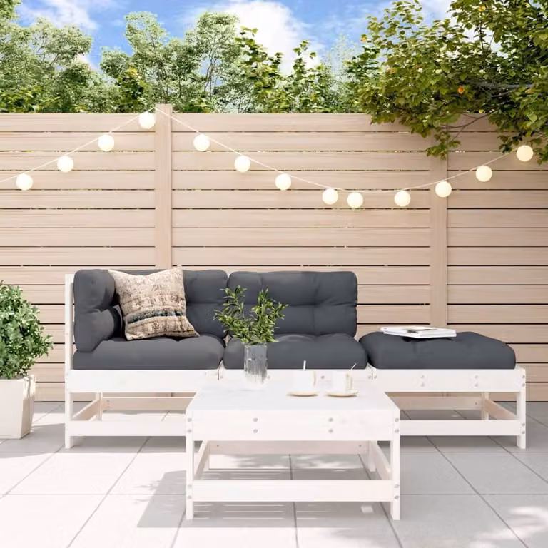 Maison Exclusive - Set Salotto da Giardino 4 pz Bianco in Legno Massello di Pino