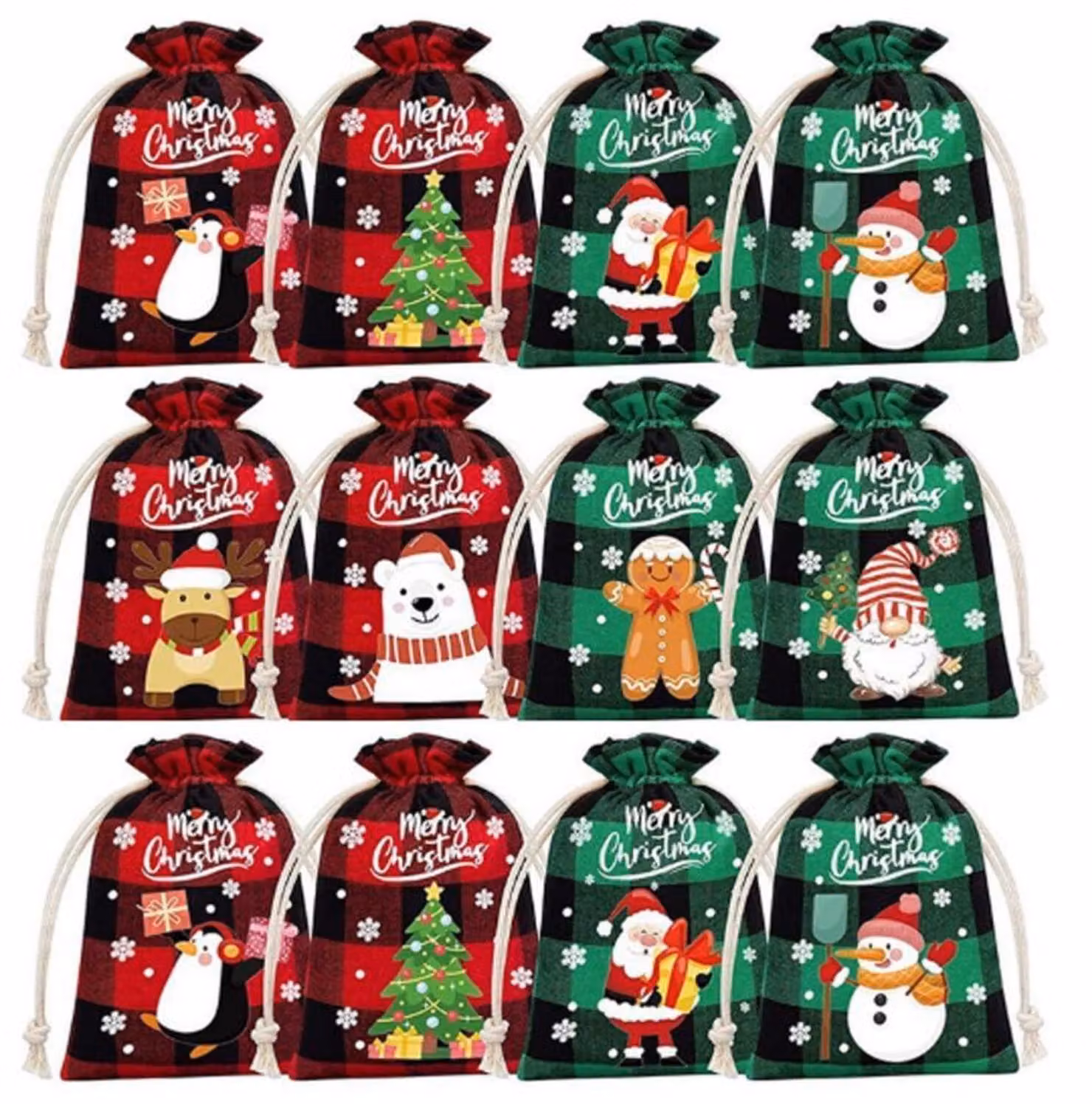 Sacchetti natalizi, 24 pezzi, in juta con cordoncino, dimensioni 10x15 cm, ideali per caramelle e calendari dell'Avvento