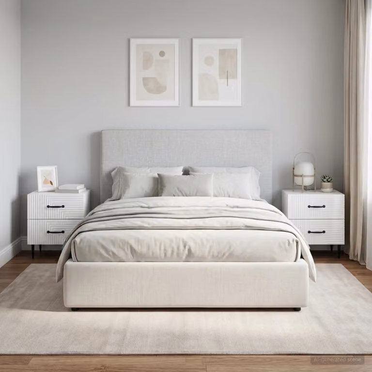 Set di 2 Armadi da Notte vidaXL Bianco Lucido L 43 cm, P 34,5 cm, H 47,5 cm