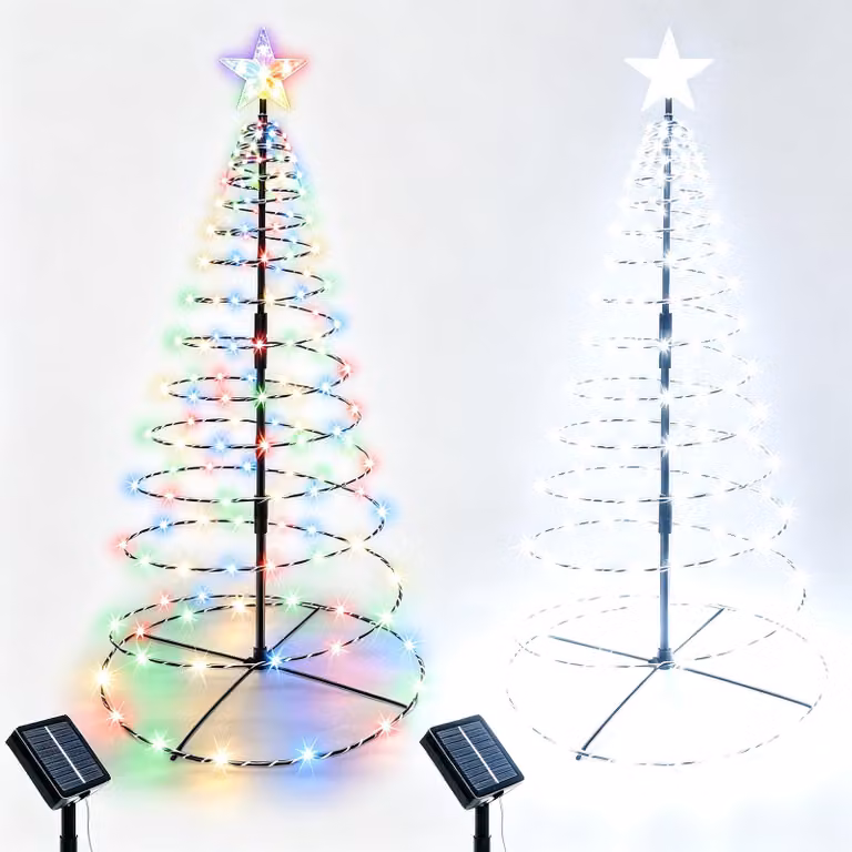 Set da 2 alberi di Natale a spirale con luci solari, altezza 81 cm, 270 LED