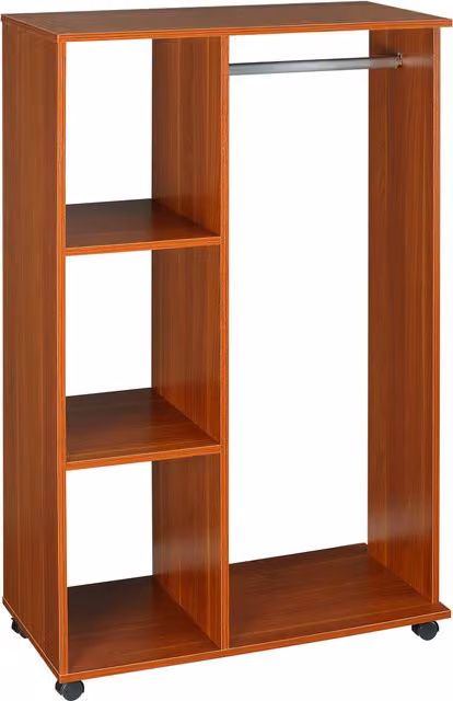 Armadio Appendiabiti HOMCOM Moderno in MDF Colore Marrone con Ripiani e Barra Appendiabiti