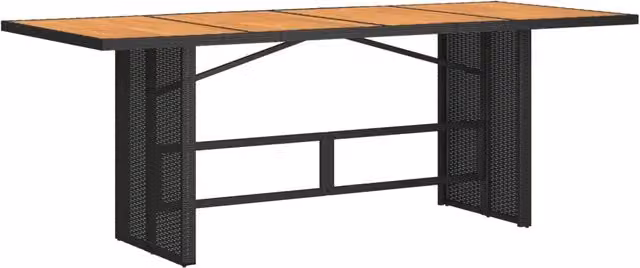Tavolo Giardino | Tavolino da esterno Piano Legno Acacia Nero 190x80x74cm Polyrattan