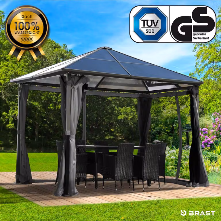 Gazebo da giardino in alluminio SUMMERDREAM 3x3 m grigio
