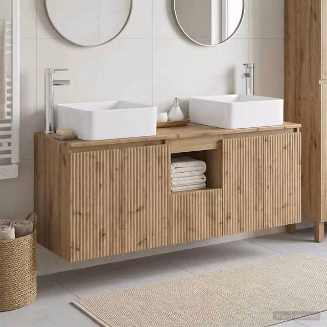 Set di Armadi da Bagno 3 pz Rovere Artigianale 3405646