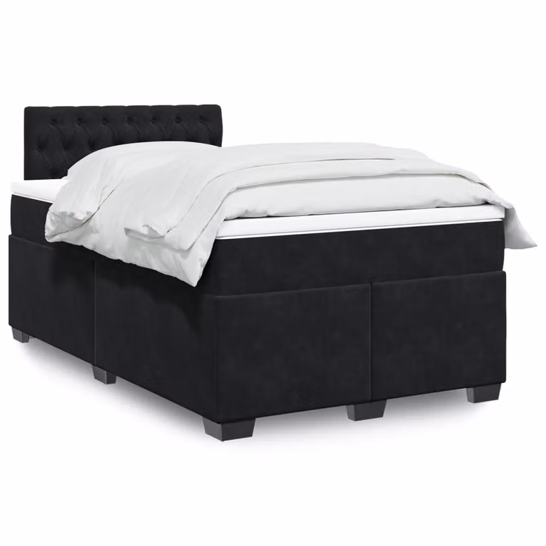 vidaXL Giroletto a Molle con Materasso in Velluto Nero L/P/H: 120 x 200 cm