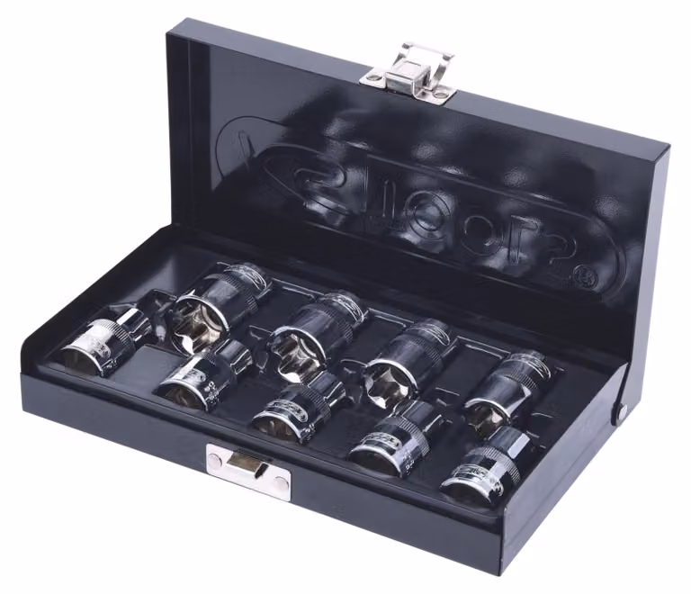 KS TOOLS 918.4410 - Set di chiavi a bussola - 1/2" - 9 teste - Acciaio al cromo-vanadio - DIN 3120 - ISO 1174 - 1 kg