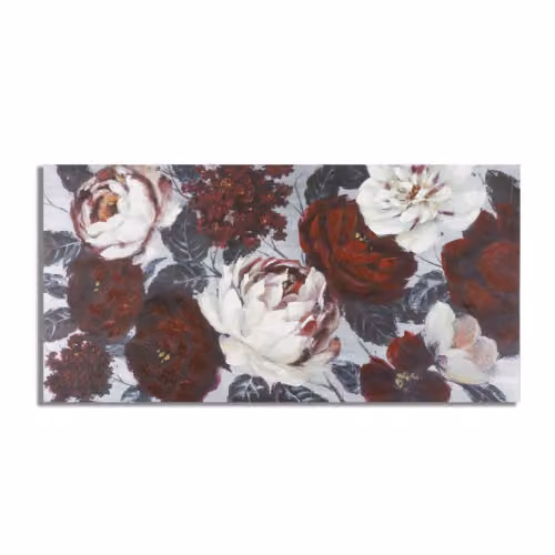 Quadri Moderni DIPINTO SU TELA WHITE/RED FLOWER DARKBACK CM 120X3,7X60 Mauro Ferretti