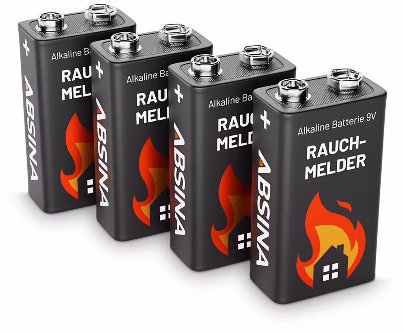 confezione da 4 batterie alcaline 9V 6LR61 ideali per rilevatori di fumo, allarmi antifumo, dispositivi di misurazione, giocattoli e altro ancora
