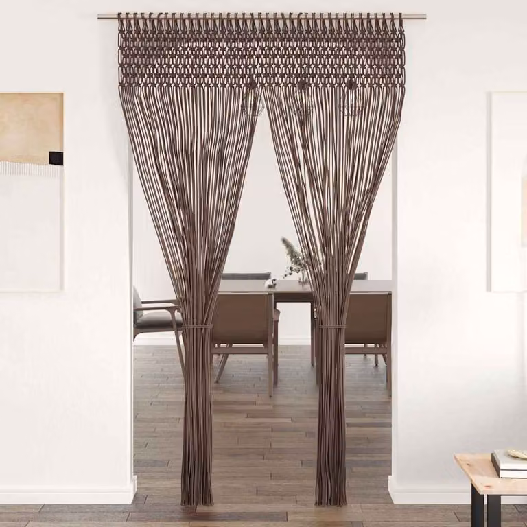 Tenda Macramè boho in cotone e poliestere vidaXL, Grigio Talpa, L: 140 cm x H: 240 cm