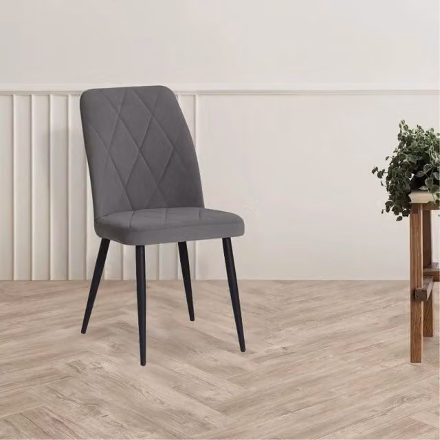 Sedia Vika in tessuto Anka 5 grigio con piedini neri set 4 pezzi