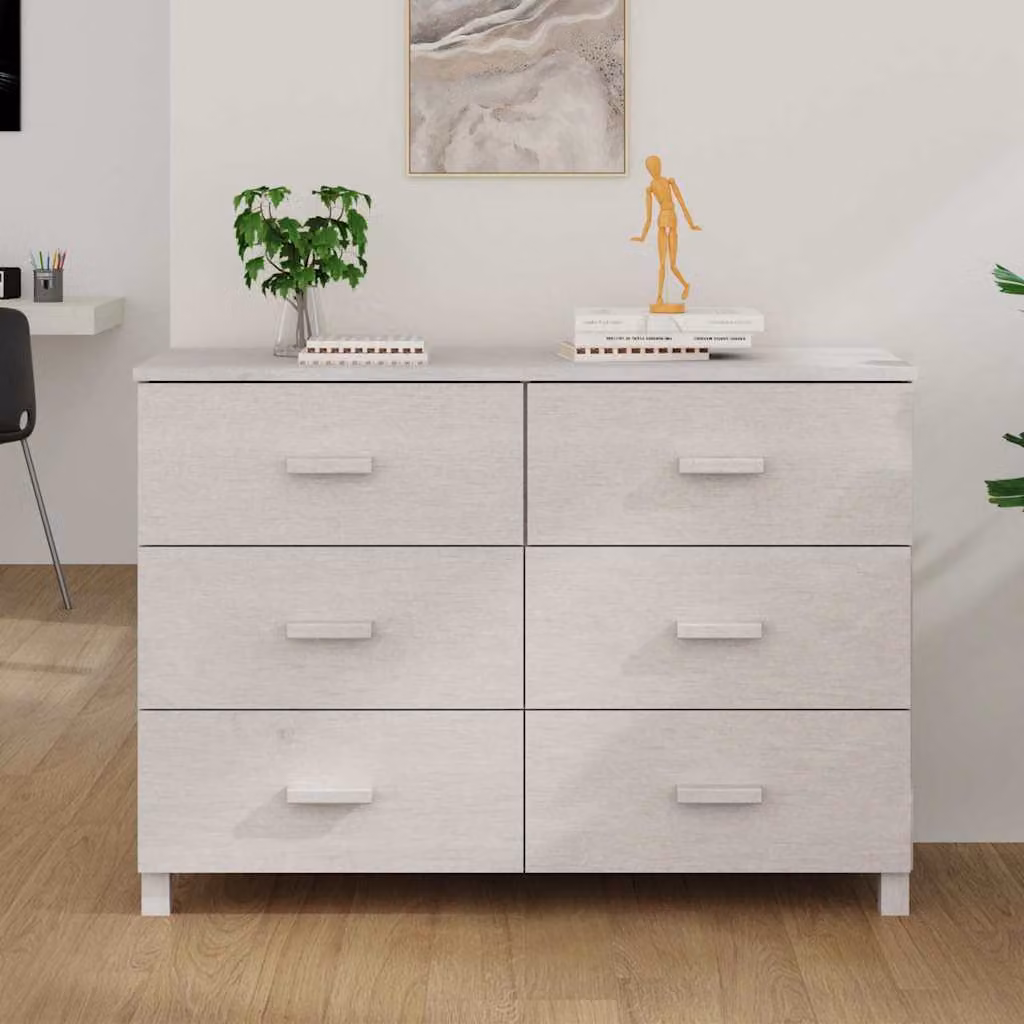 Credenza HAMAR vidaXL in legno di pino e MDF, Bianca, L 113 x P 40 x H 80 cm