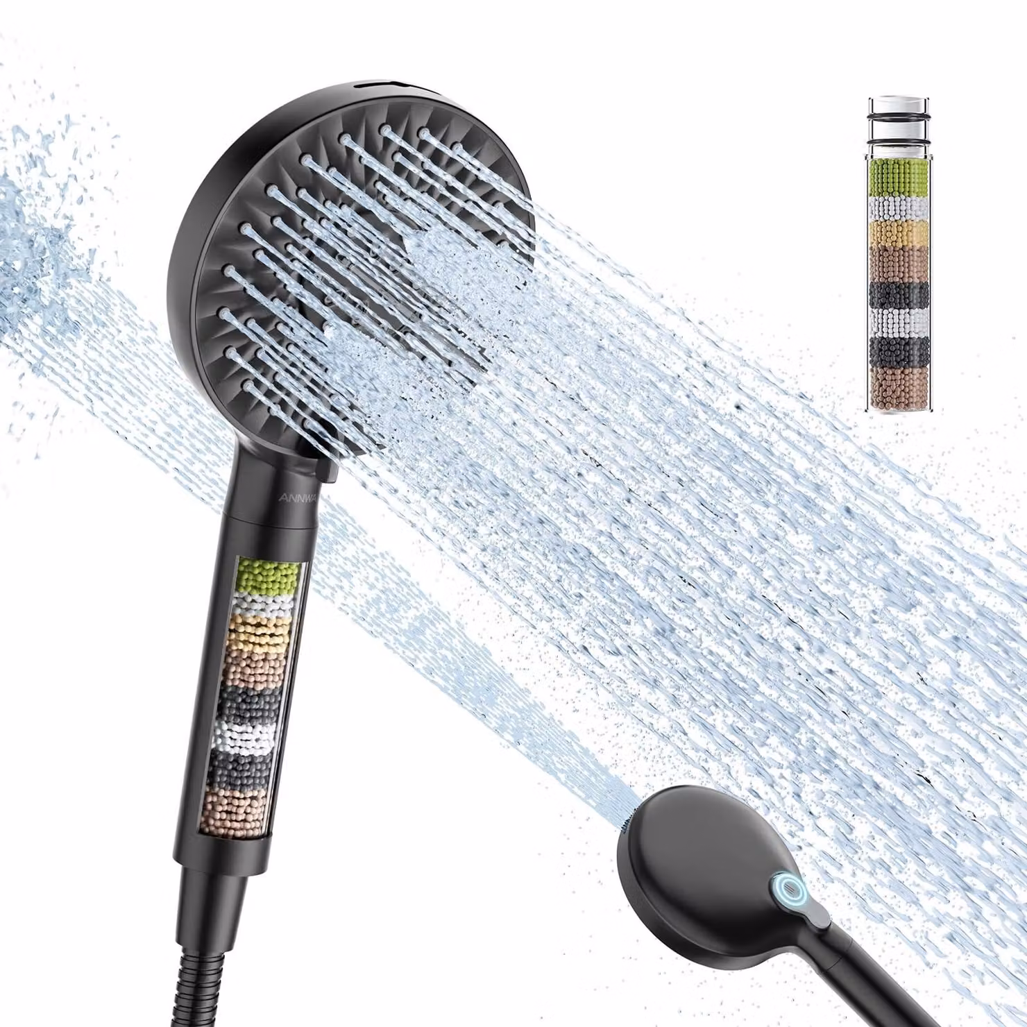Doccia portatile con filtro e alta pressione, inclusa la tubatura