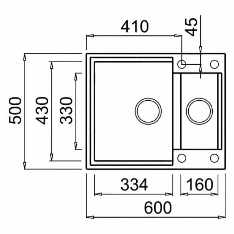 Lavello da incasso a 2 vasche Elleci Easy 150 in Metaltek Grigio Titanium L/P: 60 x 50 cm – 2
