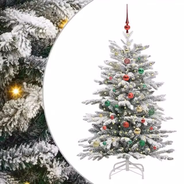 Albero di Natale artificiale moderno con rami pieghevoli e luci LED bianco 150 cm