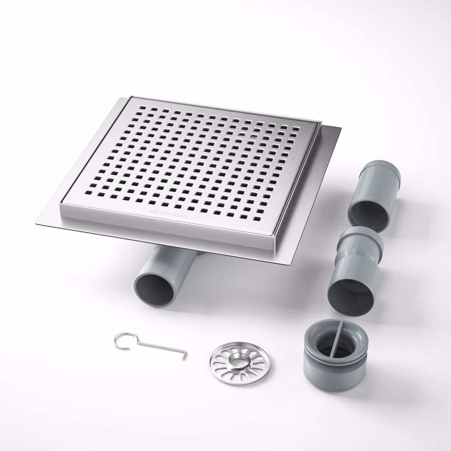 Scarico per doccia in acciaio inossidabile, dimensioni 20x20 cm, con sistema anti-odore