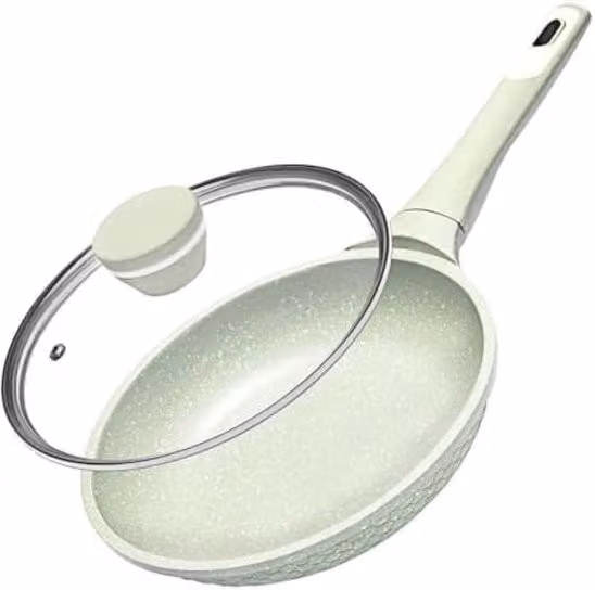 Piatto da biscotti 20 cm con rivestimento antiaderente e coperchio in vetro - Adatto per tutti i fornelli