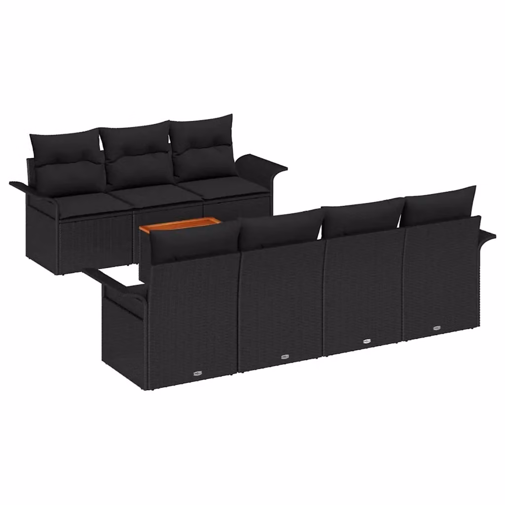 Set Divano da Giardino a L vidaXL 8 Pezzi Nero con Cuscini e Tavolino in Polyrattan e Acciaio – 2