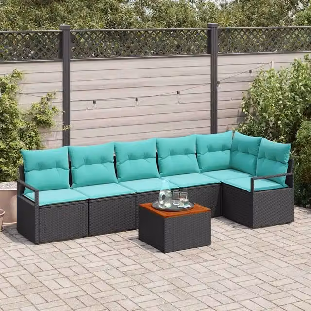 Set Divano da Giardino 7 pz Nero polyrattan 3347718