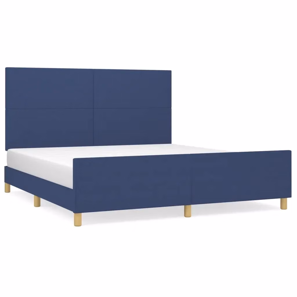 vidaXL Giroletto senza Materasso Blu in Tessuto L: 160 cm, P: 200 cm, H: 128 cm – 2