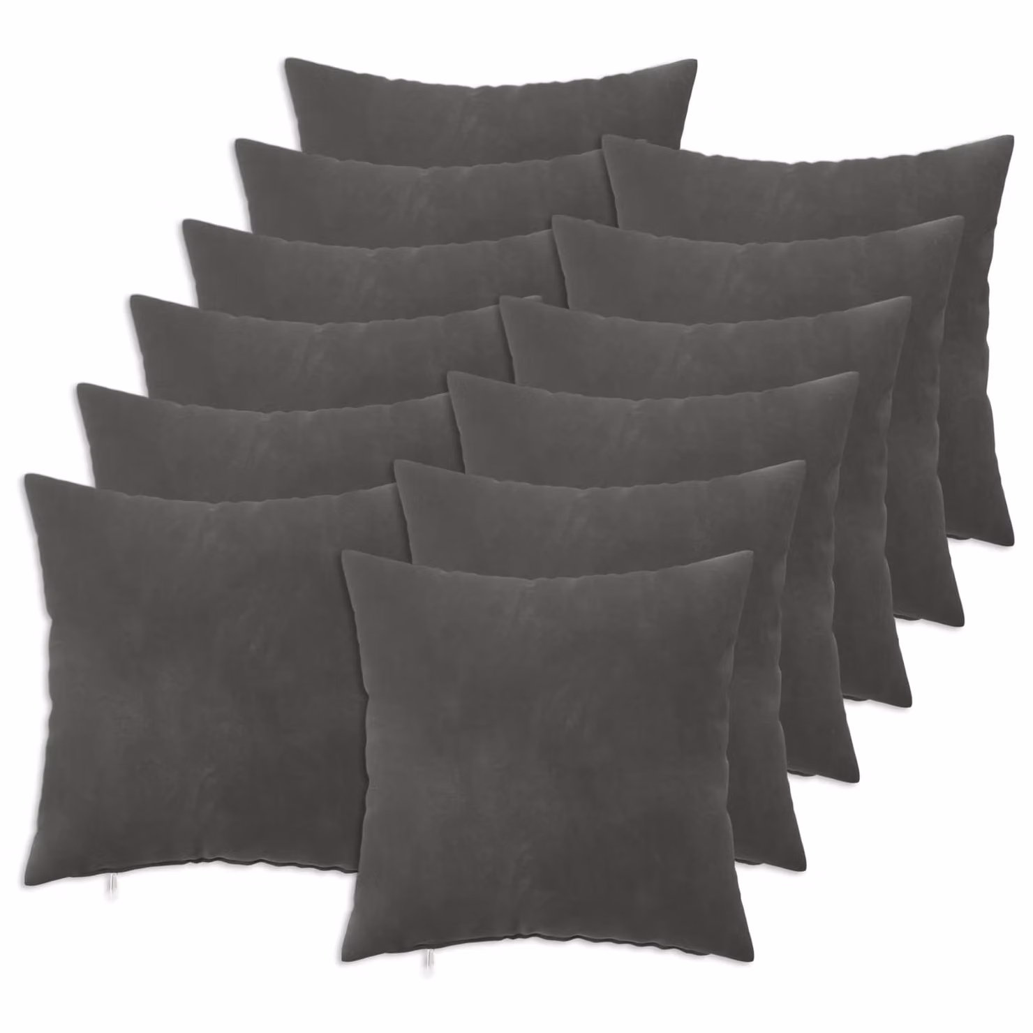 Set di 12 cuscini HEERLEN vidaXL in velluto grigio, forma quadrata, 40 x 40 cm
