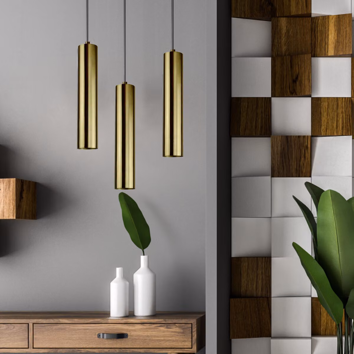 Lampada a sospensione NAPOLI dorata 1xGU10x8W in metallo, dimensioni: 120x10x10 cm, IP20, Polux